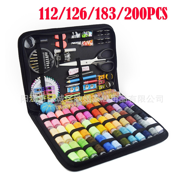 112/126/183/200pcs Basic Sewing Kit DIY Sewing Supplies Sewing Accessories  for DIY, Home, Travel, Beginner, Adults